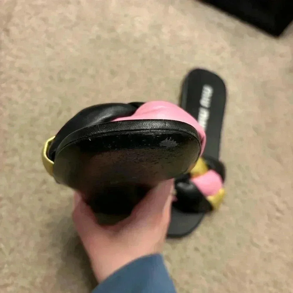 Miu Miu Women’s Calzature Donna Slip On Woven Slide Sandals - Picture 8 of 11